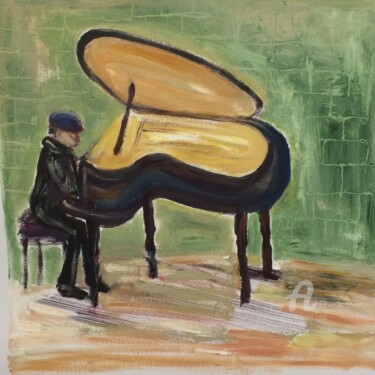 Painting titled "Piano Player" by Steve Phillips, Original Artwork, Oil