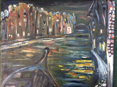 Painting titled "Venice dream" by Steve Phillips, Original Artwork, Oil Mounted on Wood Stretcher frame