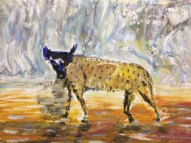 Malerei mit dem Titel "Desert Hyena" von Steve Phillips, Original-Kunstwerk, Öl