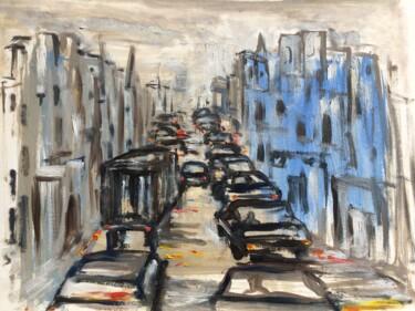 Schilderij getiteld "Rush hour traffic" door Steve Phillips, Origineel Kunstwerk, Olie