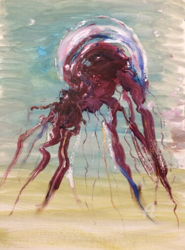 Schilderij getiteld "Jelly fish (Man of…" door Steve Phillips, Origineel Kunstwerk, Olie