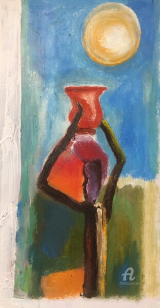 Painting titled "Fetching Water" by Steve Phillips, Original Artwork, Oil