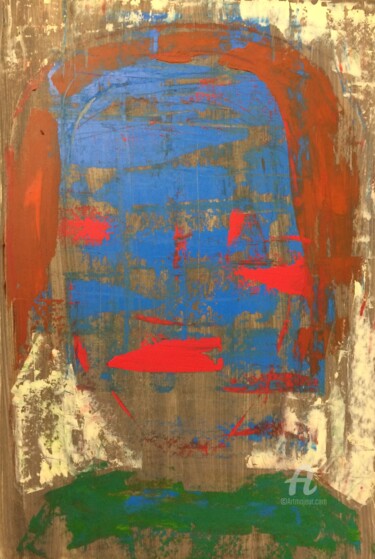 Schilderij getiteld "The Face on the Wall" door Steve Phillips, Origineel Kunstwerk, Olie