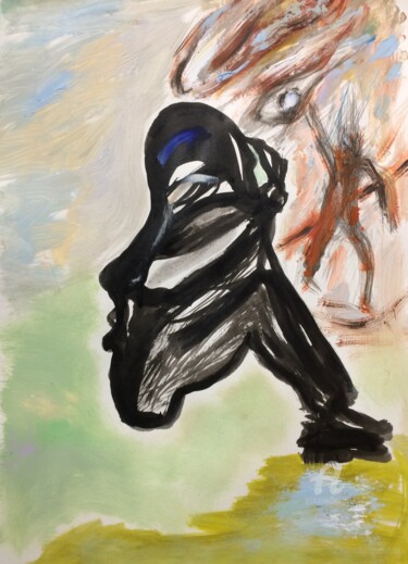 Pintura intitulada "Sitting figure" por Steve Phillips, Obras de arte originais, Óleo