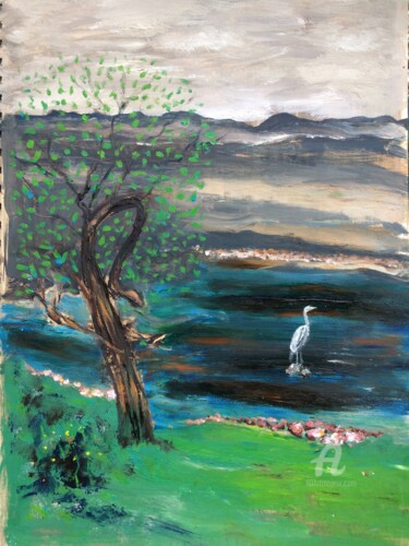 Painting titled "Welsh River" by Steve Phillips, Original Artwork, Oil