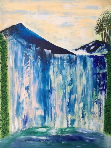 Painting titled "Waterfall" by Steve Phillips, Original Artwork, Oil