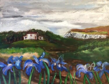 Pittura intitolato "coastal view with f…" da Steve Phillips, Opera d'arte originale, Olio