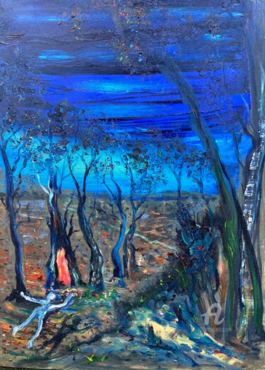 Pittura intitolato "Forest flight" da Steve Phillips, Opera d'arte originale, Olio