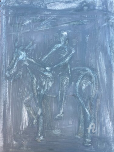 Картина под названием "Horseman of the nig…" - Steve Phillips, Подлинное произведение искусства, Масло