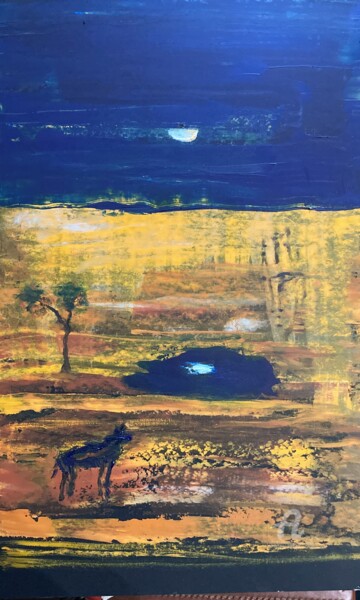 Pittura intitolato "Desert night" da Steve Phillips, Opera d'arte originale, Olio