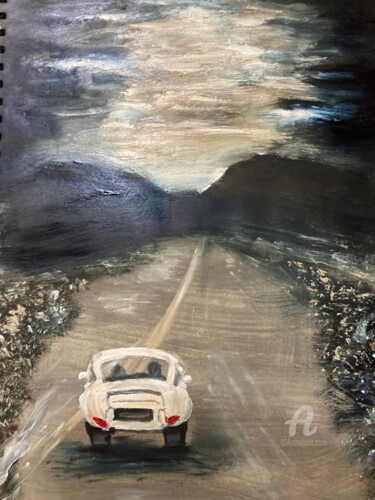 Schilderij getiteld "On the Road" door Steve Phillips, Origineel Kunstwerk, Olie