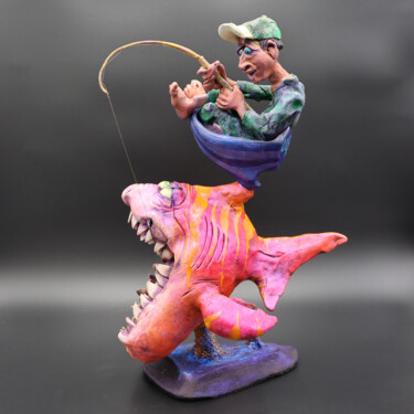 Sculptuur getiteld "Oops Fisherman" door Steve Smeltzer, Origineel Kunstwerk, Keramiek