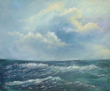 Painting titled "paysage marin" by Quesnel Steve, Original Artwork