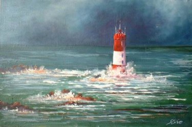 Painting titled "vue sur la mer" by Quesnel Steve, Original Artwork