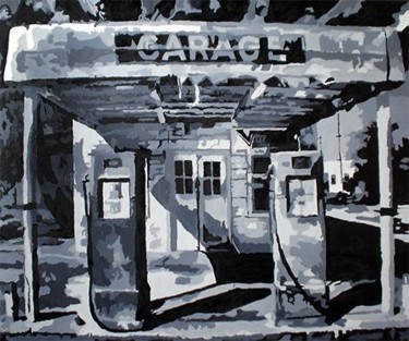 Schilderij getiteld "Garage" door Steve Haes, Origineel Kunstwerk