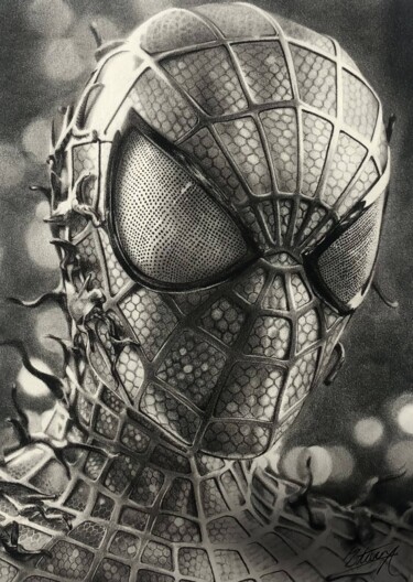 Dibujo titulada "Spider-Man" por Steven Corrales, Obra de arte original, Lápiz Montado en Cartulina