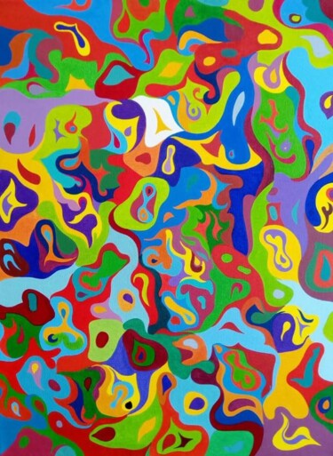 Painting titled "COLOUR CHAOS THEORY" by Steven Keys, Original Artwork, Oil
