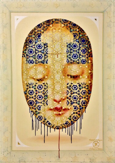 Schilderij getiteld "tears in indigo- in…" door Steven T. Schreiber, Origineel Kunstwerk, Acryl