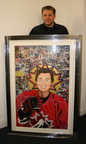 Collagen mit dem Titel "Saint Gretzky (Fram…" von Steven Hart, Original-Kunstwerk, Scherenschnitt Auf Karton montiert