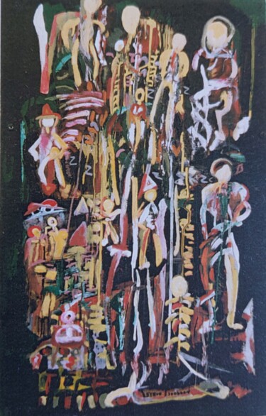 Painting titled "Squelette.musicales" by Steve Soobben, Original Artwork, Oil
