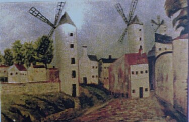Painting titled "Les moulins" by Steve Soobben, Original Artwork, Oil