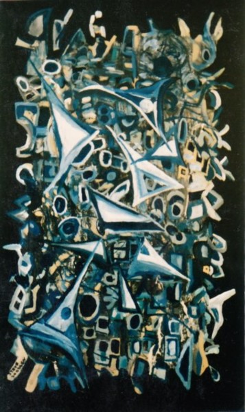 Peinture intitulée "La marine" par Steve Soobben, Œuvre d'art originale, Huile