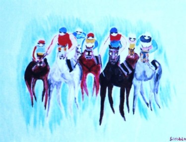 Painting titled "Chevaux au galop (R…" by Steve Soobben, Original Artwork, Oil