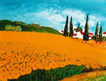 Peinture intitulée "Sunflowers" par Steve Soobben, Œuvre d'art originale