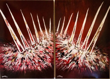 Schilderij getiteld "Les régates rouges…" door Steve Soobben, Origineel Kunstwerk, Olie