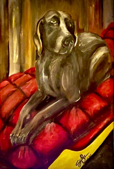 Painting titled "Canis domesticus" by Steviejones, Original Artwork, Oil