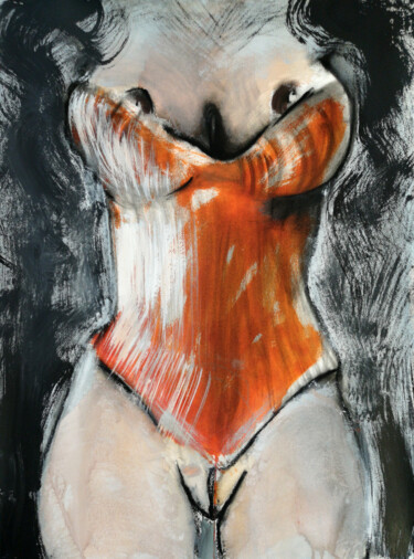 Рисунок под названием "Corset Orange" - Stewart Fletcher, Подлинное произведение искусства, Чернила