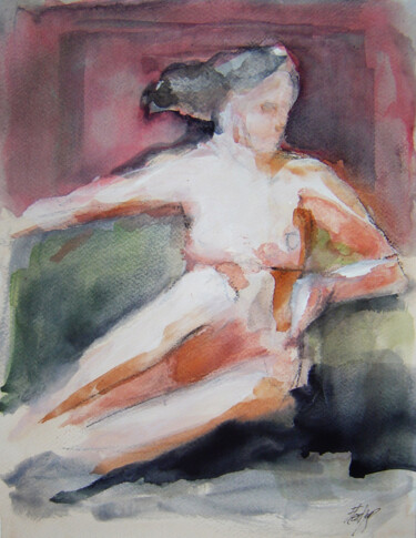 Painting titled "Impression nue" by Stewart Fletcher, Original Artwork, Watercolor
