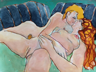 Dessin intitulée "Les amoureuses" par Stewart Fletcher, Œuvre d'art originale, Acrylique