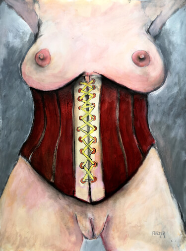 Tekening getiteld "Corset" door Stewart Fletcher, Origineel Kunstwerk, Acryl