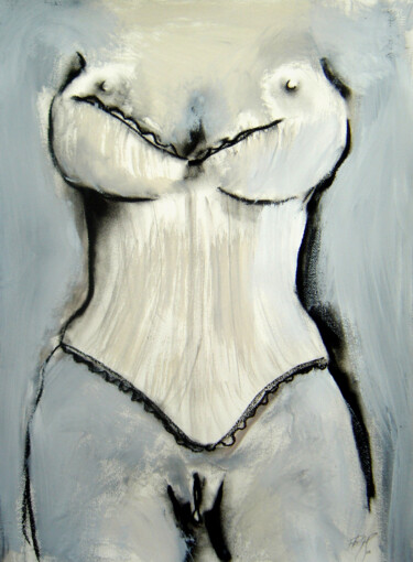 Drawing titled "Bustier beige" by Stewart Fletcher, Original Artwork, Acrylic