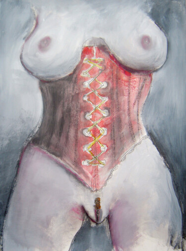 Drawing titled "Rousse en corset ro…" by Stewart Fletcher, Original Artwork, Acrylic