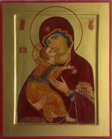 Картина под названием "Икона Божией Матери…" - Геннадий, Подлинное произведение искусства, Темпера