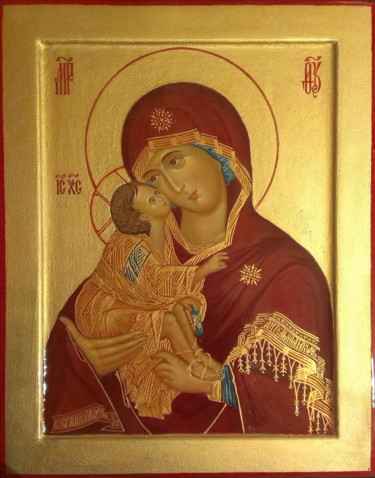 Картина под названием "Донская икона Божие…" - Геннадий, Подлинное произведение искусства, Темпера