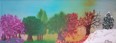 Schilderij getiteld "4-saisons.jpg" door Sandra Thomas, Origineel Kunstwerk, Acryl