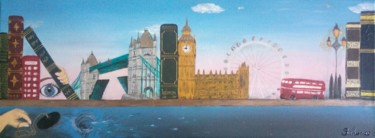 Peinture intitulée "london-on-a-shlef.j…" par Sandra Thomas, Œuvre d'art originale, Acrylique