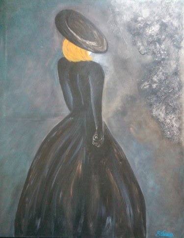 Peinture intitulée "la-dame-en-noir.jpg" par Sandra Thomas, Œuvre d'art originale, Acrylique