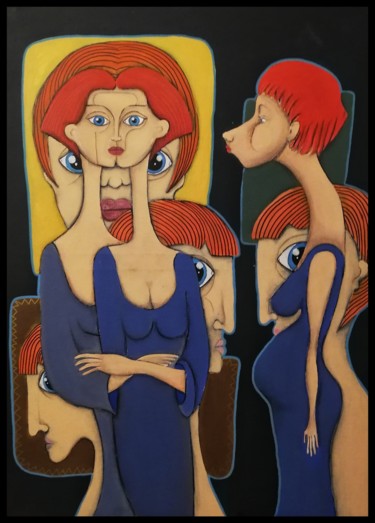 Malerei mit dem Titel "Schizophrenie" von Isabella V. Freienstein, Original-Kunstwerk, Acryl