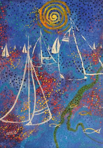 Pintura titulada "regata di primavera" por Sticchinain, Obra de arte original, Oleo