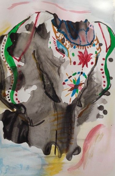 Desenho intitulada "jaipur elephant.jpg" por Makamata, Obras de arte originais