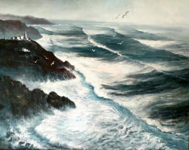 Painting titled "Acantilado" by Stjepan Lezaic (Pepi), Original Artwork, Oil