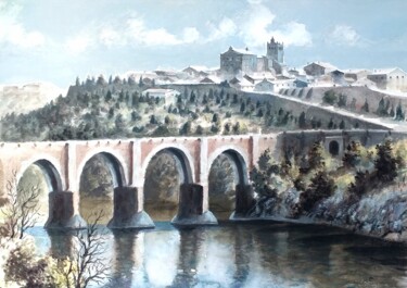 Painting titled "Puentes antiguos" by Stjepan Lezaic (Pepi), Original Artwork, Watercolor