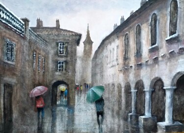 Peinture intitulée "Dia de lluvia" par Stjepan Lezaic (Pepi), Œuvre d'art originale, Aquarelle