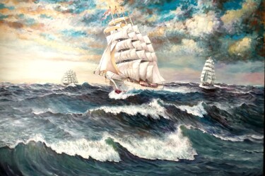 Peinture intitulée "Navegando por mar" par Stjepan Lezaic (Pepi), Œuvre d'art originale, Huile