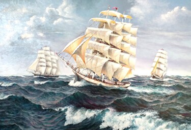 Painting titled "Otro dia en el mar" by Stjepan Lezaic (Pepi), Original Artwork, Oil