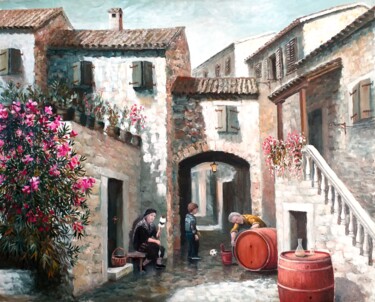 Painting titled "Calles antiguas...V…" by Stjepan Lezaic (Pepi), Original Artwork, Oil